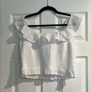 AE White Ruffled Women's Top